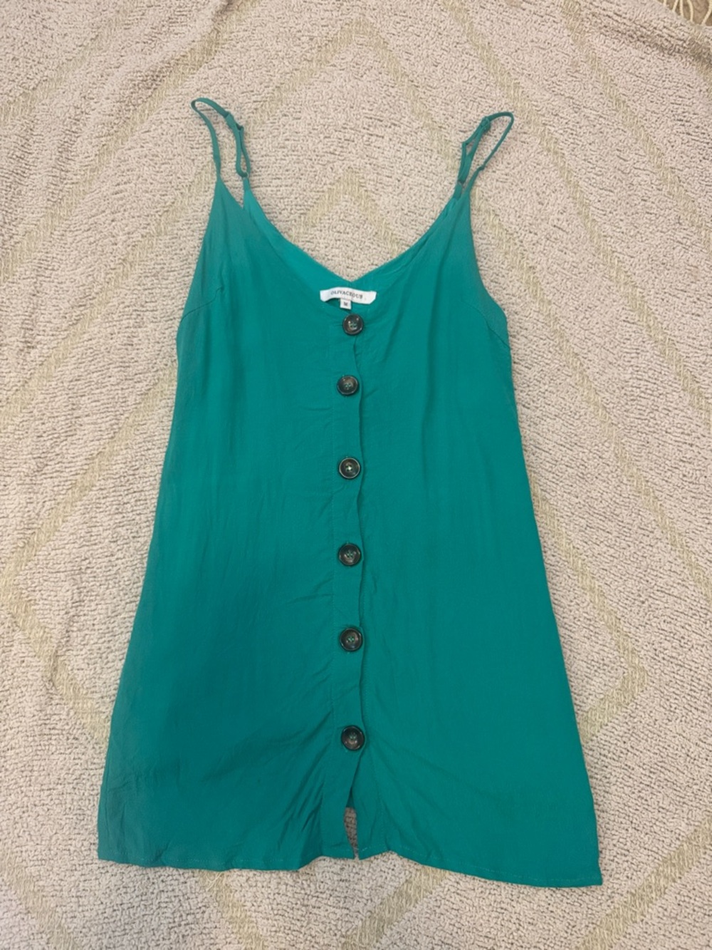 Olivaceous Teal Button Front Mini Dress Size Medium